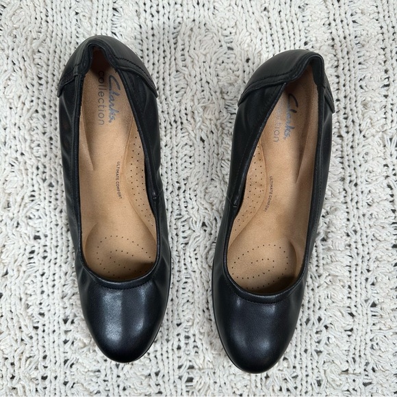 Clarks Collection Neiley Pearl Leather Ultimate Comfort Pump Block Heel Black 10 - Picture 2 of 11
